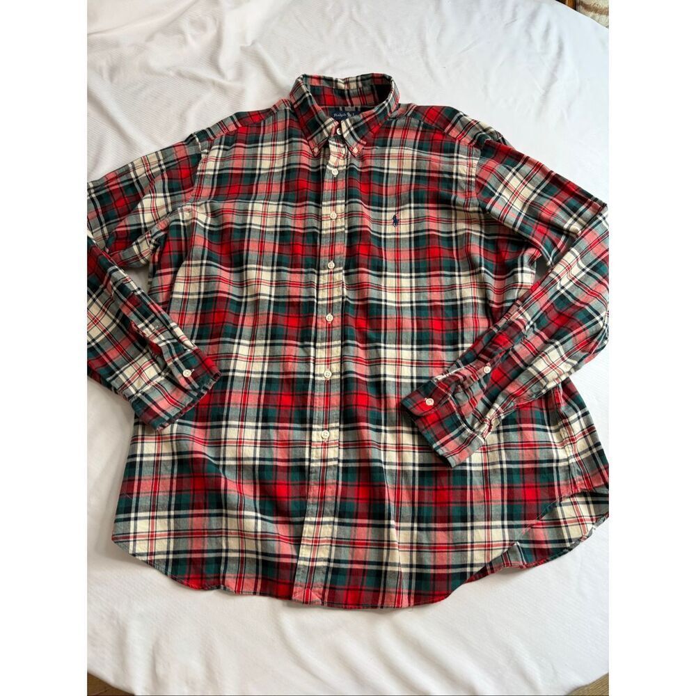 Ralph Lauren VTG Classic Fit Red Green Plaid Tartan Button Down Shirt Size XXL